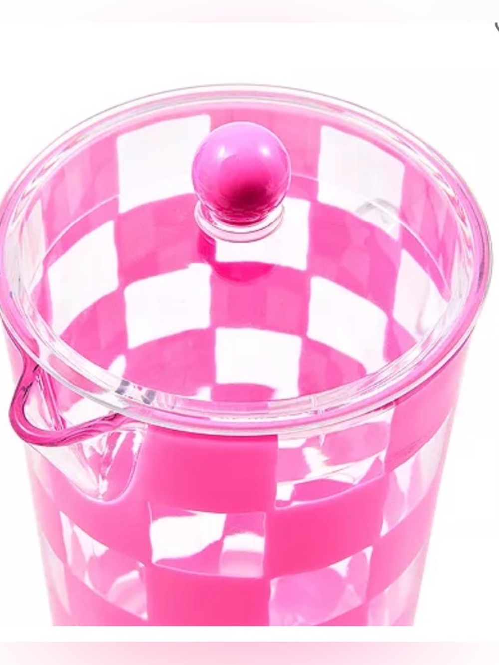MacKenzie-Childs Pink Check Acrylic Pitcher NWT - Picture 2 of 7